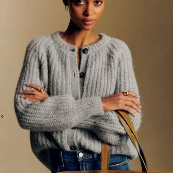 Sezane Emile Cardigan in Mottled Grey- Size L - like new! - Picture 6 of 6